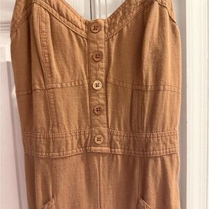 Japna Bohemian Light Brown Linen Blend Jumpsuit